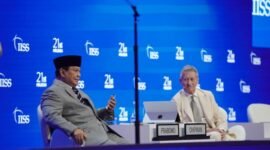 Menteri Pertahanan (Menhan) RI Prabowo Subianto saat menjadi pembicara di Shangri-la Dialogue ke-21 tahun 2024 di Singapura, Sabtu (1/6/2024). 