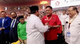 Acara peringatan HUT ke-17 Partai Gerindra yang digelar di Sentul International Convention Center (SICC), Sentul, Bogor. (Facebook.com @Prabowo Subianto)